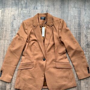 Tahari Camel Blazer with Black Buttons